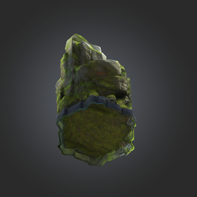SOURCE Stone Pillar painted miniature — squat mossy boulder on hex base for TimeStrike terrain & tabletop wargaming